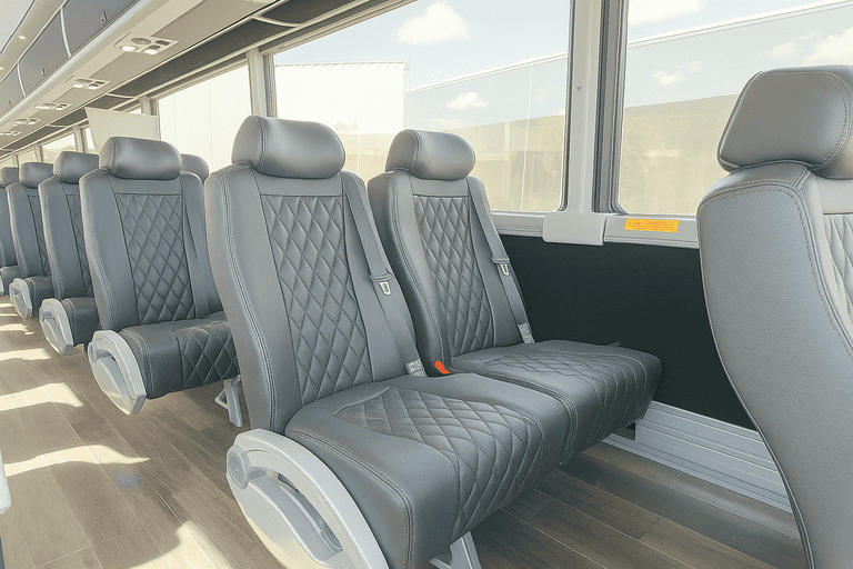 interior of Sacramento Shuttle Bus Rentals charter bus